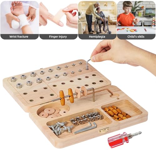 U Tag It Wooden Pegboard for Finger Dexterity, Upgraded 36-Hole Wooden Hand Therapy Peg Board with Multifunctional Test Kit, Occupational Therapy Toys to Improve Fine Motor Skills and Hand-Eye Coordination - Image 4