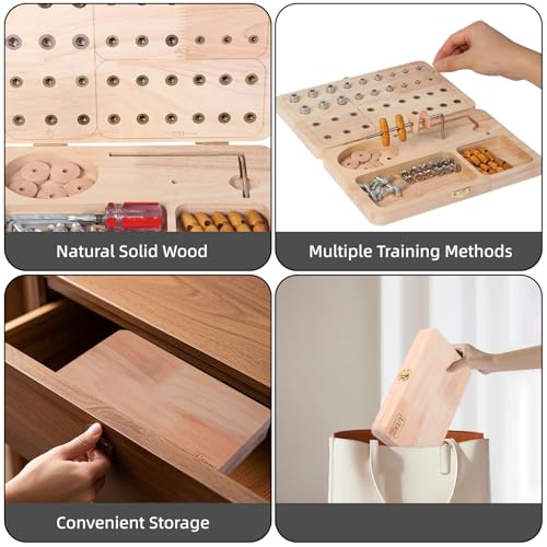 U Tag It Wooden Pegboard for Finger Dexterity, Upgraded 36-Hole Wooden Hand Therapy Peg Board with Multifunctional Test Kit, Occupational Therapy Toys to Improve Fine Motor Skills and Hand-Eye Coordination - Image 5