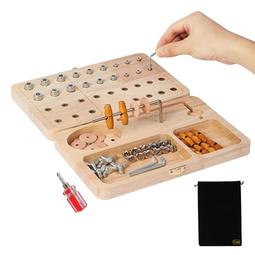 U Tag It Wooden Pegboard for Finger Dexterity, Upgraded 36-Hole Wooden Hand Therapy Peg Board with Multifunctional Test Kit, Occupational Therapy Toys to Improve Fine Motor Skills and Hand-Eye Coordination - Image 1