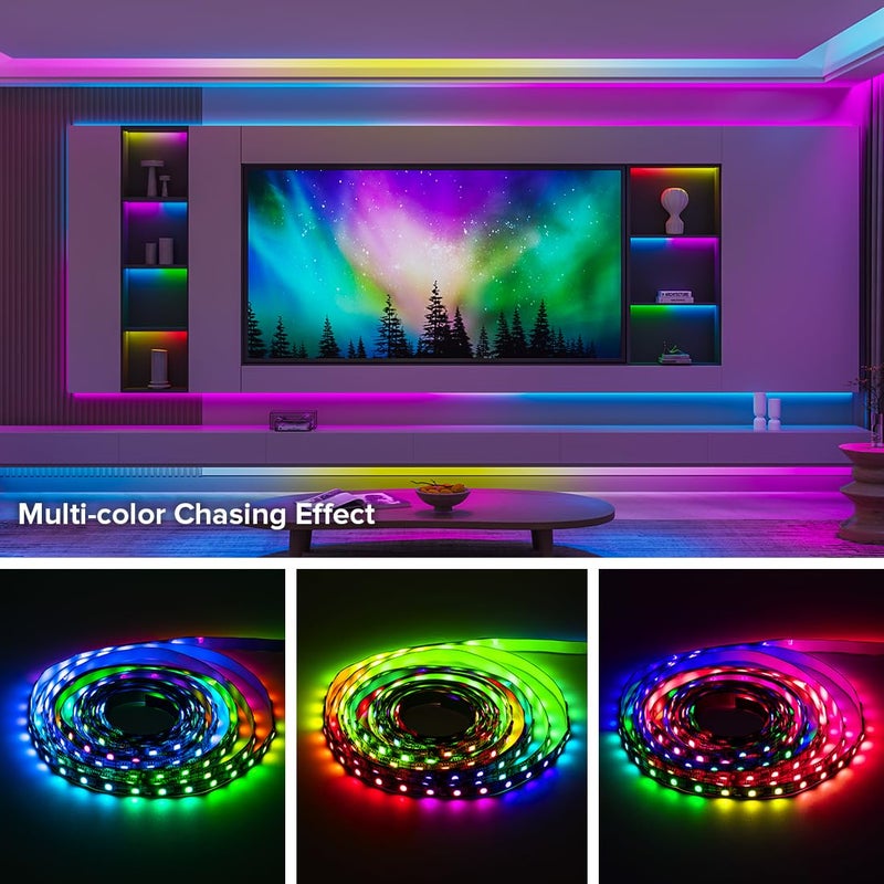 BTF-LIGHTING WS2811 IC=RGB+IC Addressable Dream Color LED Strip 16.4FT 60LEDs/m 20Pixels/m IP65 Splash Proof White PCB Flexible DC12V Chasing Effect for Home Indoor Decor(No Adapter or Controller) - Image 3