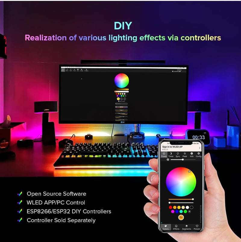 BTF-LIGHTING WS2811 IC=RGB+IC Addressable Dream Color LED Strip 16.4FT 60LEDs/m 20Pixels/m IP65 Splash Proof White PCB Flexible DC12V Chasing Effect for Home Indoor Decor(No Adapter or Controller) - Image 5