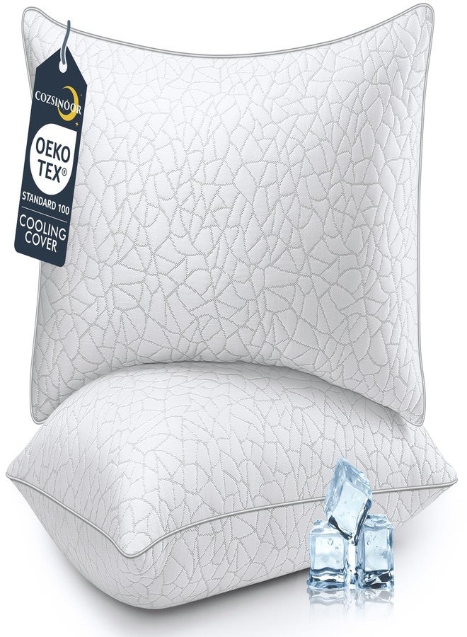 COZSINOOR Bed Pillows Queen Size - Cooling Breathable Premium Down Alternative Pillows Set of 2 for Side, Back, and Stomach Sleepers Hotel Quality Fluffy Soft Microfiber Fill Skin-Friendly - Image 1