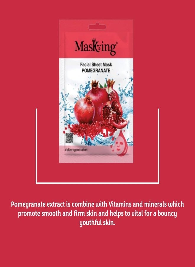 ماسكنغ قناع تجميلي لتجديد البشرة ومنحها مظهرًا شابًا (بخلاصة الرمان) قناع ورقي طبيعي للوجه مناسب للنساء والرجال، مصنوع من الليوسيل، عبوة من قطعتين - Image 2