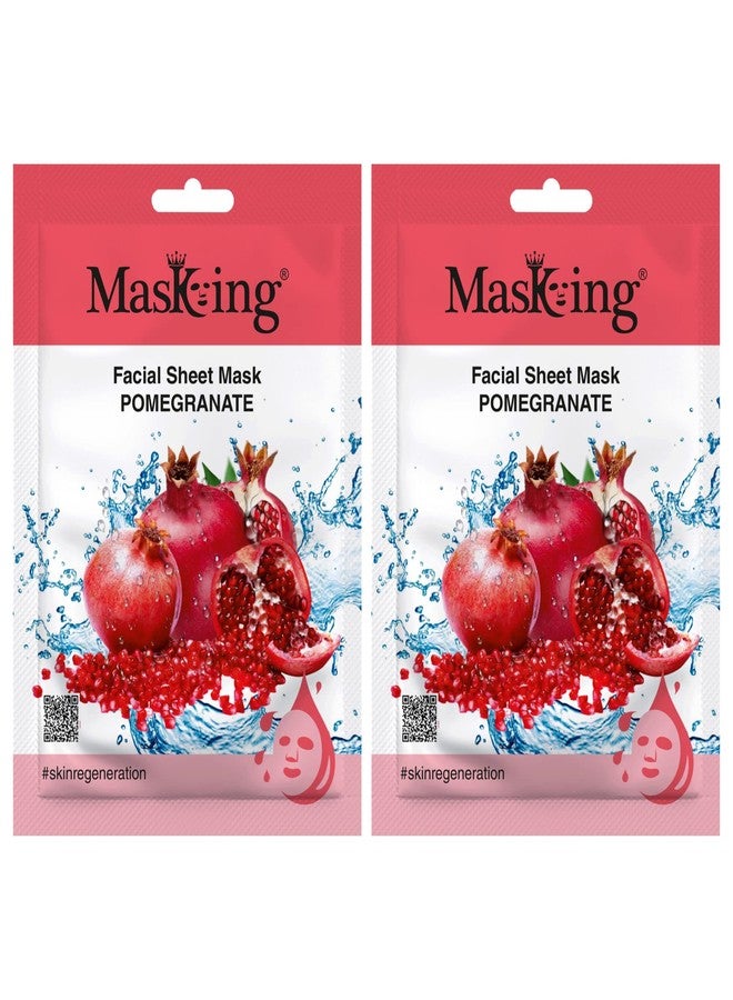 ماسكنغ قناع تجميلي لتجديد البشرة ومنحها مظهرًا شابًا (بخلاصة الرمان) قناع ورقي طبيعي للوجه مناسب للنساء والرجال، مصنوع من الليوسيل، عبوة من قطعتين - Image 1