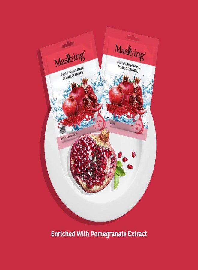 ماسكنغ قناع تجميلي لتجديد البشرة ومنحها مظهرًا شابًا (بخلاصة الرمان) قناع ورقي طبيعي للوجه مناسب للنساء والرجال، مصنوع من الليوسيل، عبوة من قطعتين - Image 3