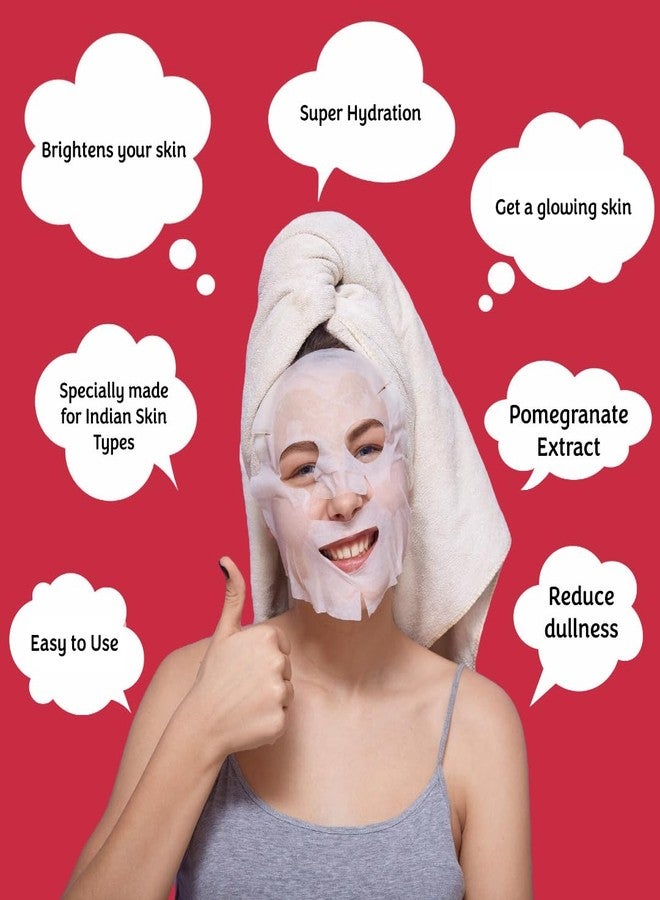 ماسكنغ قناع تجميلي لتجديد البشرة ومنحها مظهرًا شابًا (بخلاصة الرمان) قناع ورقي طبيعي للوجه مناسب للنساء والرجال، مصنوع من الليوسيل، عبوة من قطعتين - Image 4