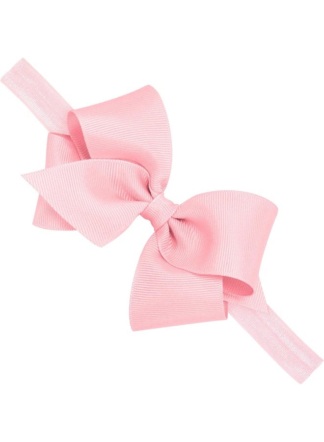 Wee Ones Girls' Classic Grosgrain Hair Bow on a Matching Baby Hair Band - Image 1