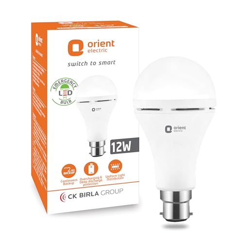 Orient Electric 12W Rechargeable Emergency LED bulb| Inverter Bulb for home with 2 hours battery backup| Up to 4 kV surge protection| 6500K, Cool White, B22d base| Over charging Protection| Pack of 1 - Image 1