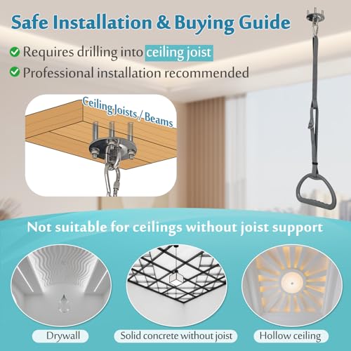 AOSSA Bed Trapeze for Elderly Pull Up, Stand Assist Lift Bar, Hospital Bedside Trapeze for Bed Mobility & Transfer, Ceiling Mounted Grab Bar, Stand Ladder Standing Helper for Disabled Handicap - Image 2