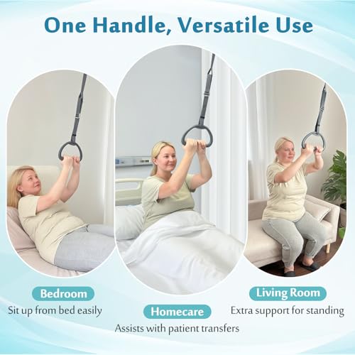 AOSSA Bed Trapeze for Elderly Pull Up, Stand Assist Lift Bar, Hospital Bedside Trapeze for Bed Mobility & Transfer, Ceiling Mounted Grab Bar, Stand Ladder Standing Helper for Disabled Handicap - Image 5