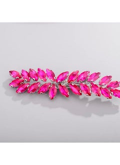 BERYUAN Eryuan Rose Red Color Crystal Hair Clip For Women And Girls Crystals Hair Clip Prom Party Hair Pieces Bridal Bridesmaid Hair Accessories  - Image 3