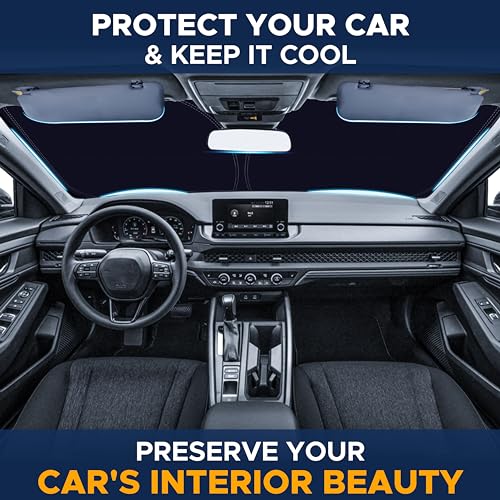 EcoNour Car Windshield Sunshade Compatible for Hyundai Elantra- 2021 2022 2023 2024 2025 | 210T Polyester Material Car Window Sunshade | Protection from UV & Sun Glare | Fit for Hyundai Elantra - Image 4
