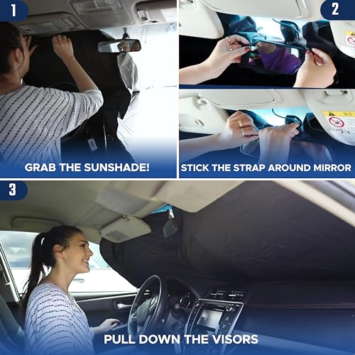 EcoNour Car Windshield Sunshade Compatible for Hyundai Elantra- 2021 2022 2023 2024 2025 | 210T Polyester Material Car Window Sunshade | Protection from UV & Sun Glare | Fit for Hyundai Elantra - Image 5