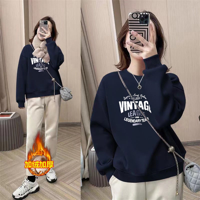 [Baby Velvet] Velvet Thickened 2023 Printed Korean Style Loose Casual Sweater Warm Clothes For Women - Image 4