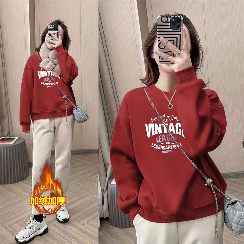 [Baby Velvet] Velvet Thickened 2023 Printed Korean Style Loose Casual Sweater Warm Clothes For Women - Image 3