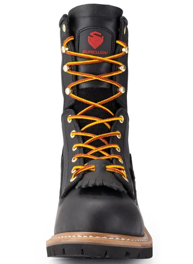 SUREWAY Men's 8" Waterproof Steel-Toe Logger Work Boot, Superior Oil/Slip Resistant,Thicker Full Grain Leather,Wedge Rubber Sole,EH Rated - Image 2
