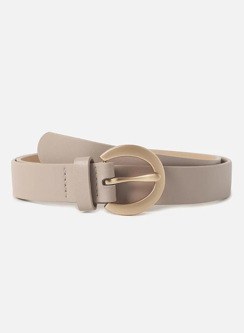 Haute Sauce Beige Solid Buckle Belt