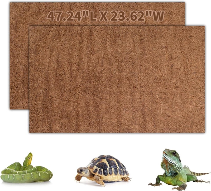 Hamiledyi Reptile Carpet Natural Coconut Fiber Tortoise Carpet Mats for Pet Terrarium Liner Reptile Supplies for Lizard Snake Chameleon Turtle Bedding Bunny Rabbit Mat (2 x Sheets) - Image 1