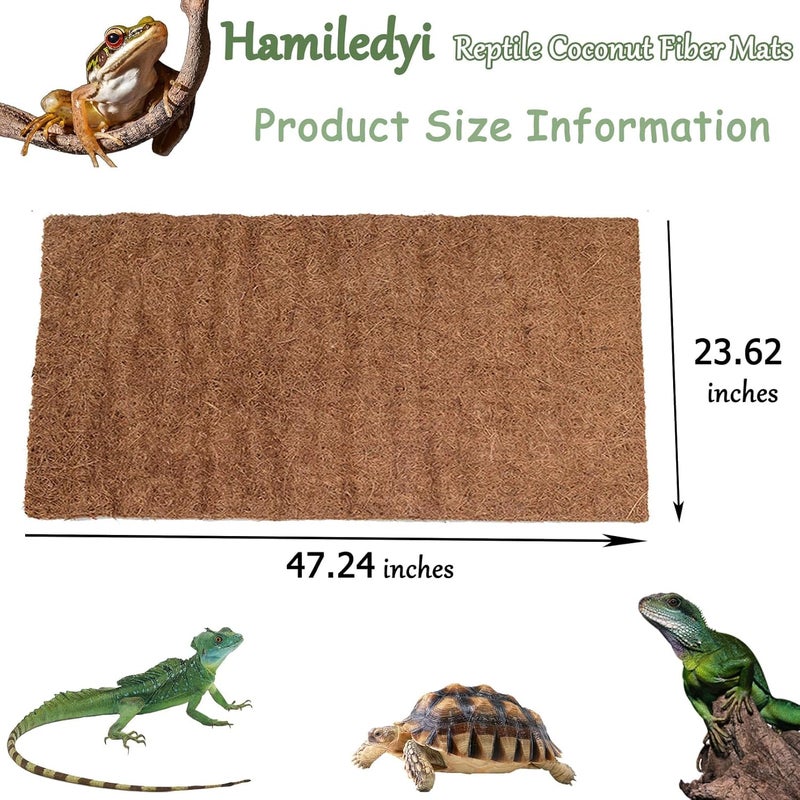 Hamiledyi Reptile Carpet Natural Coconut Fiber Tortoise Carpet Mats for Pet Terrarium Liner Reptile Supplies for Lizard Snake Chameleon Turtle Bedding Bunny Rabbit Mat (2 x Sheets) - Image 5