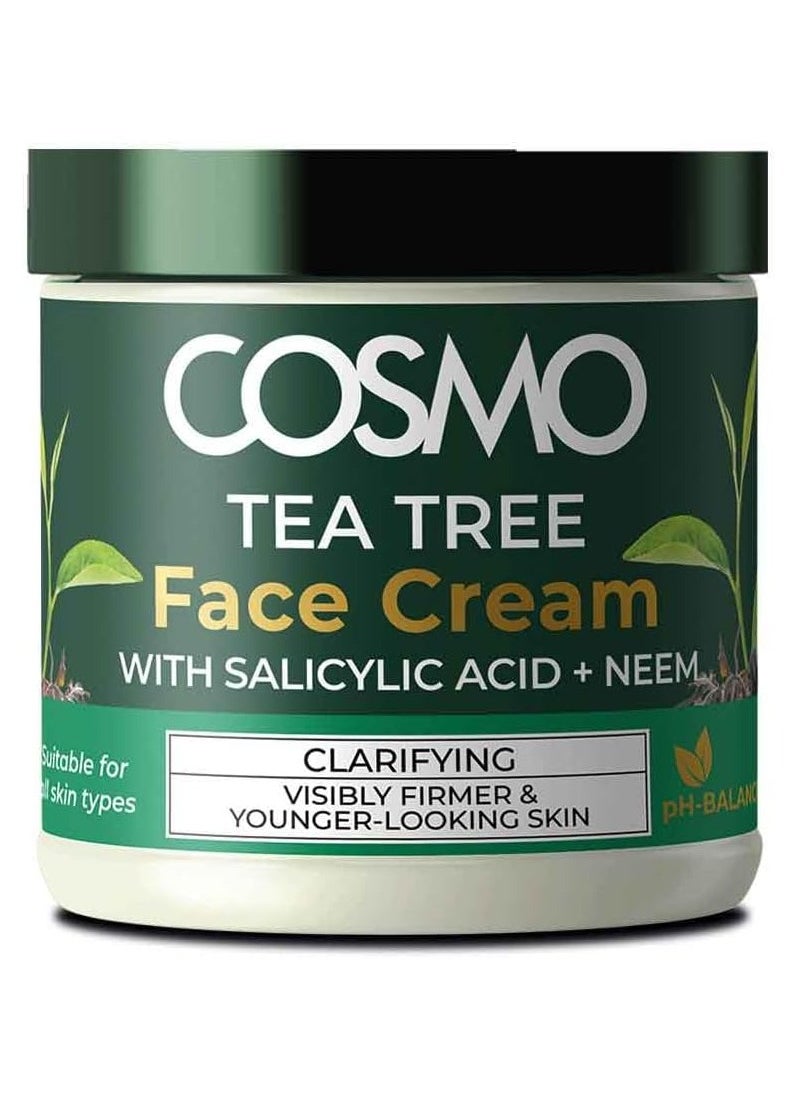 COSMO Cosmo Clarifying Tea Tree Foaming Face Cream 125ml, Paraben Free, Visibly Firmer & Younger-looking Skin for Men and Women, for Daily Use. 