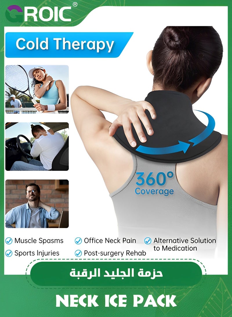 GROIC Neck Ice Pack Wrap, Reusable Gel Ice Pack with Hot and Cold, Cervical Injuries Pain Relief, Flexible Cold Hot Compress Therapy for Neck Shoulder Swelling, Bruises, Stiff Neck, Migraine - Image 3
