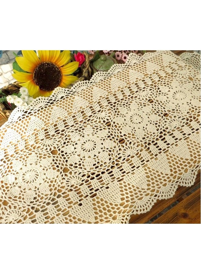Laivigo Handmade Crochet Lace Table Cloth Doilies Doily,Rectangle,16 x 35 Inch,Beige - Image 5