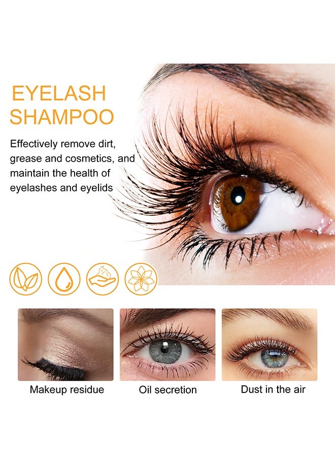 Eyelash Extension Cleanser, Eyelash Extension Shampoo For Eyelashes Cleansing And Extensions, Gentle Lash Shampoo 60ml And Brush And Mascara Wand, Paraben and Sulfate Free Lash Cleanser