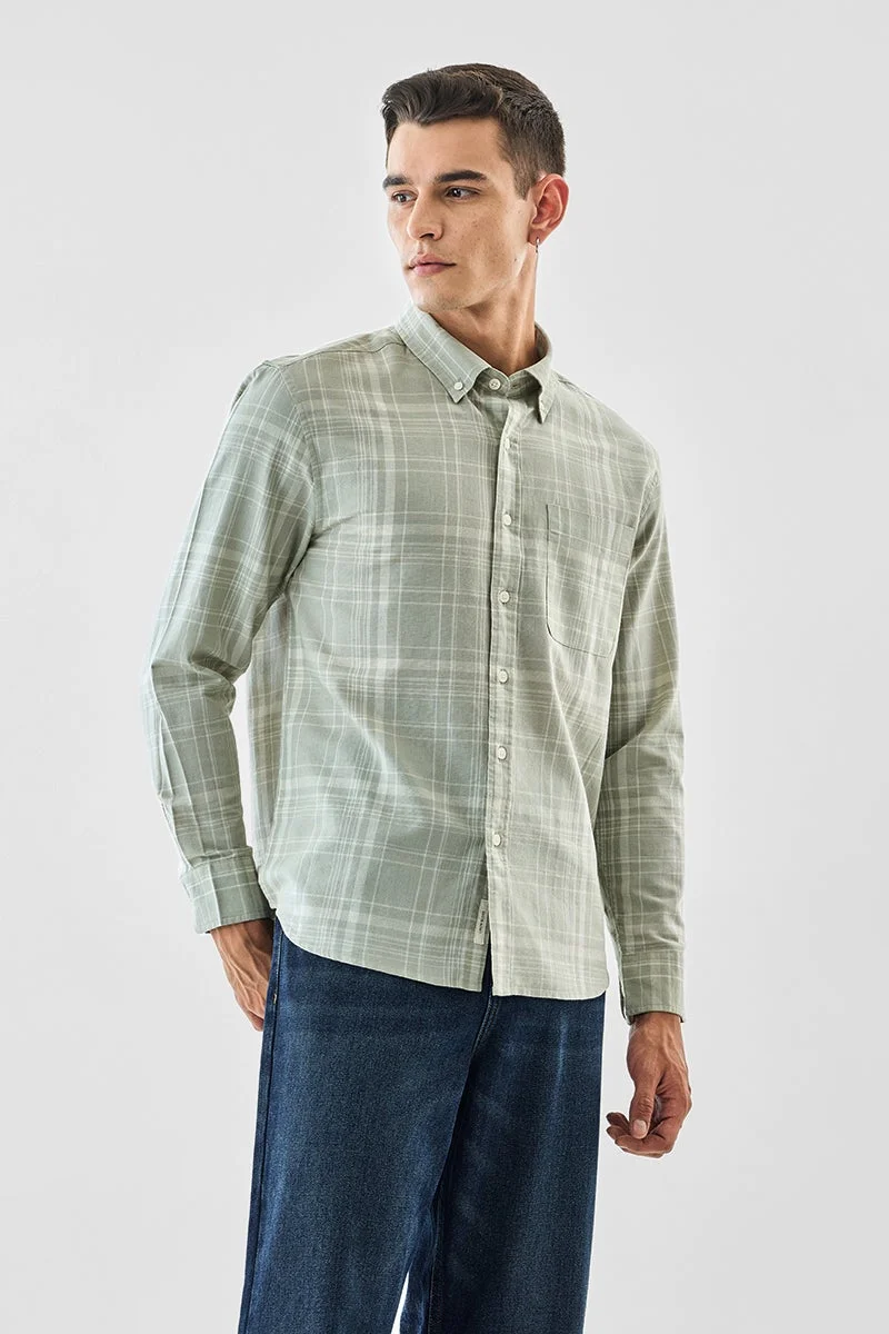 سنيتش قميص كاروهات بقصة عادية من مزيج الكتان