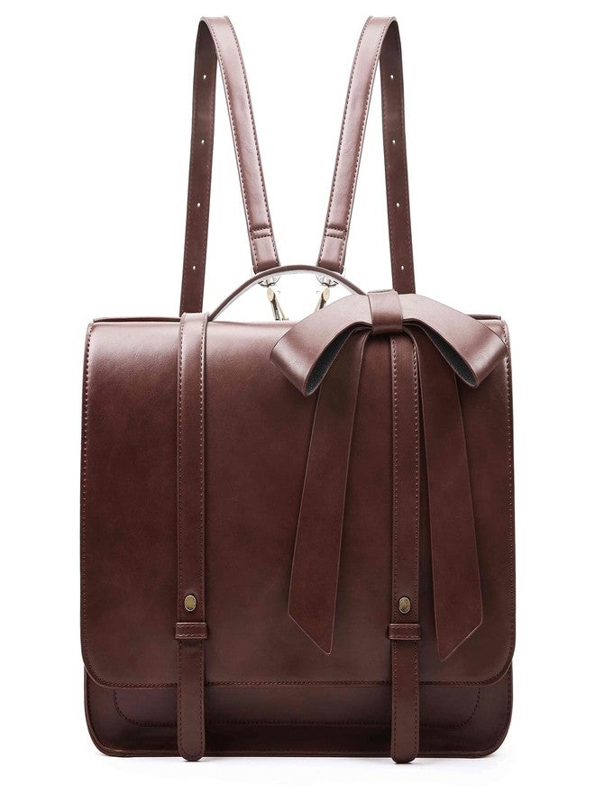 ECOSUSI Briefcase for Women Messenger Backpack PU Leather 14 inch Laptop Bag Satchel Computer Bag for College Business Travel (Coffe) - Image 1