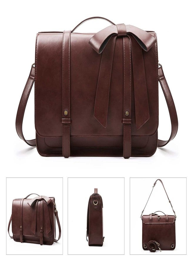 ECOSUSI Briefcase for Women Messenger Backpack PU Leather 14 inch Laptop Bag Satchel Computer Bag for College Business Travel (Coffe) - Image 4