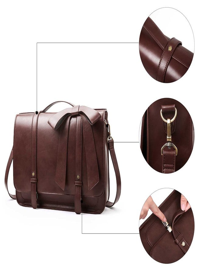 ECOSUSI Briefcase for Women Messenger Backpack PU Leather 14 inch Laptop Bag Satchel Computer Bag for College Business Travel (Coffe) - Image 3