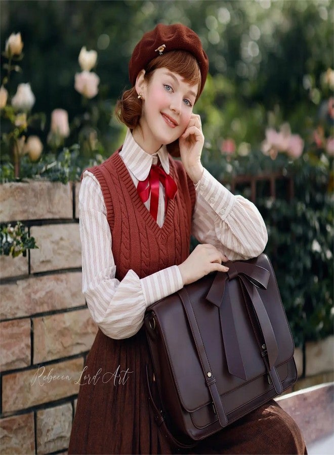 ECOSUSI Briefcase for Women Messenger Backpack PU Leather 14 inch Laptop Bag Satchel Computer Bag for College Business Travel (Coffe) - Image 2