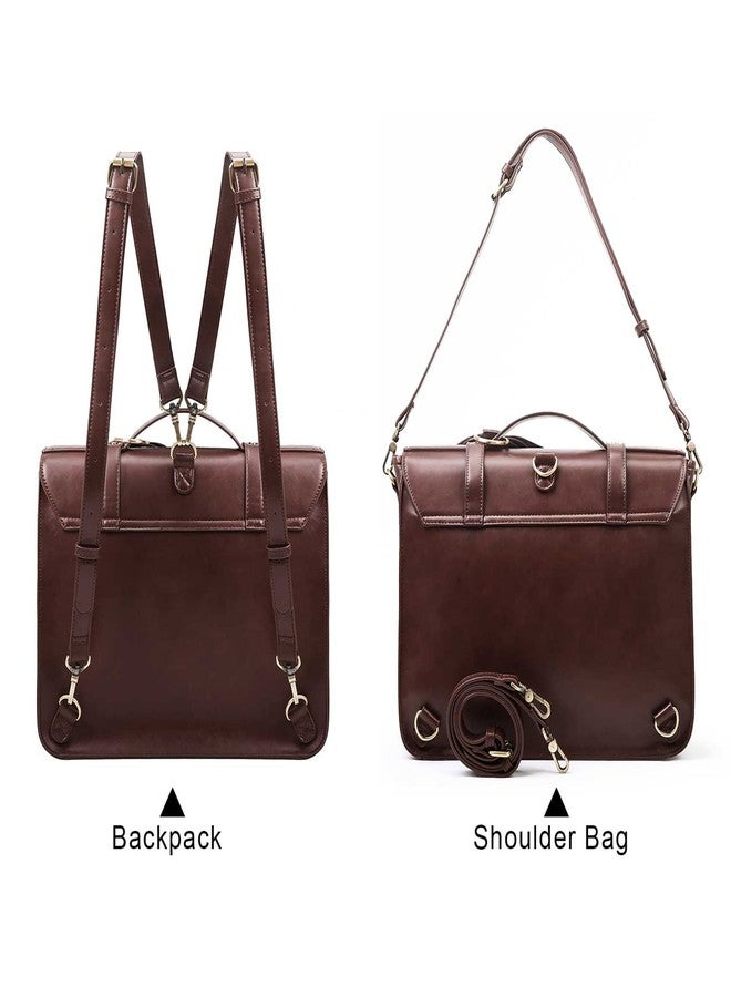 ECOSUSI Briefcase for Women Messenger Backpack PU Leather 14 inch Laptop Bag Satchel Computer Bag for College Business Travel (Coffe) - Image 5