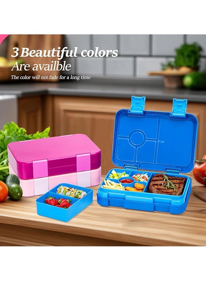 عربست صندوق غداء بينتو بستة أقسام، مانع للتسرب، وعلب وجبات خفيفة للأطفال، وحافظات طعام قابلة لإعادة الاستخدام وخالية من مادة BPA، لون وردي. - Image 5