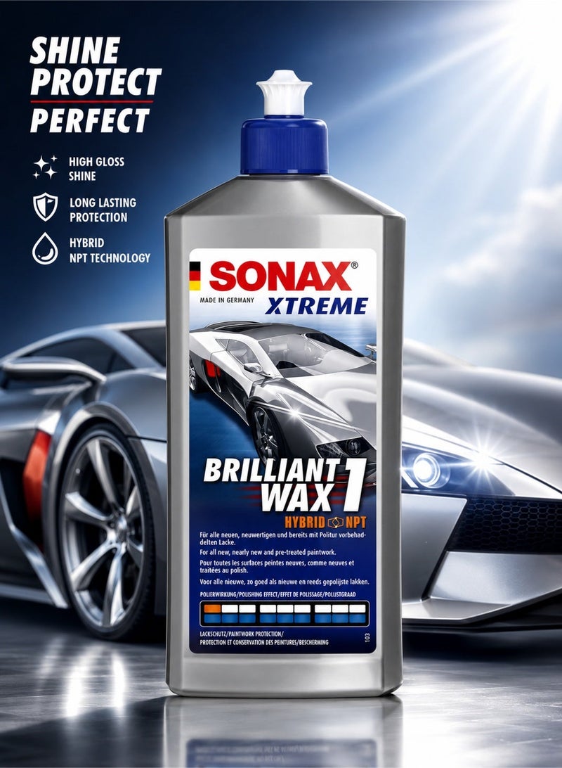 SONAX XTREME Brilliant Wax 1 Hybrid NPT 500ml Car Polish & Paint Protection Wax, High Gloss Liquid Car Wax, Hydrophobic Water Beading Sealant, Long Lasting Shine, Paint Restorer for Cars, SUVs, Motorcycles & Automotive Finishes - Image 2
