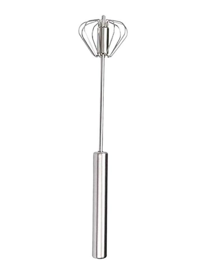 Semi-Automatic Rotating Kitchen Egg Beater Silver - Image 1