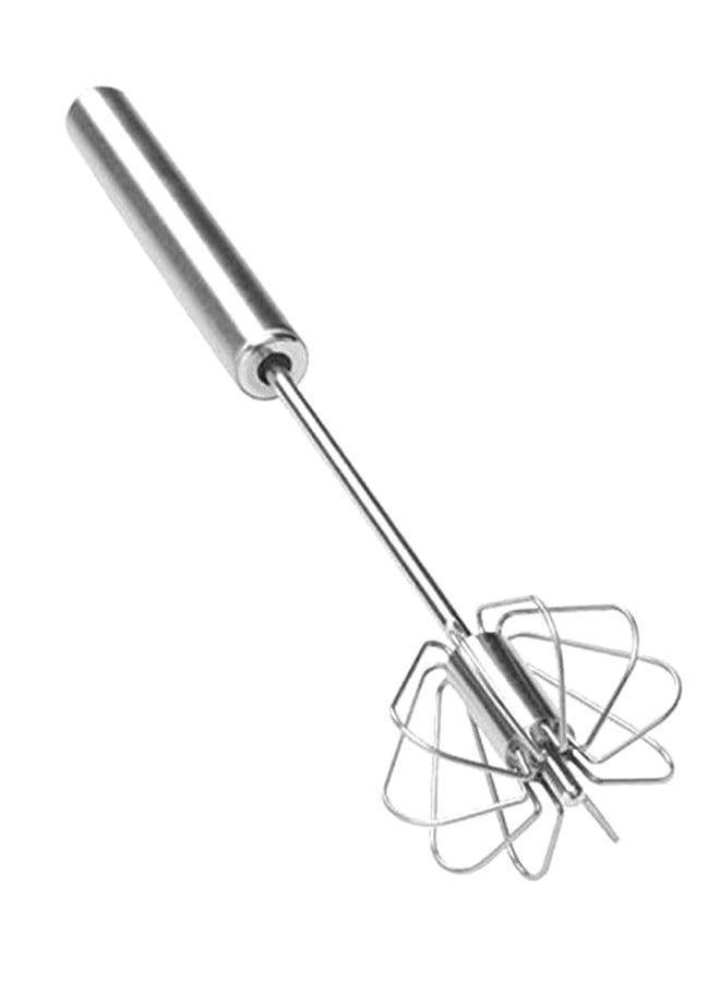 Semi-Automatic Rotating Kitchen Egg Beater Silver - Image 2