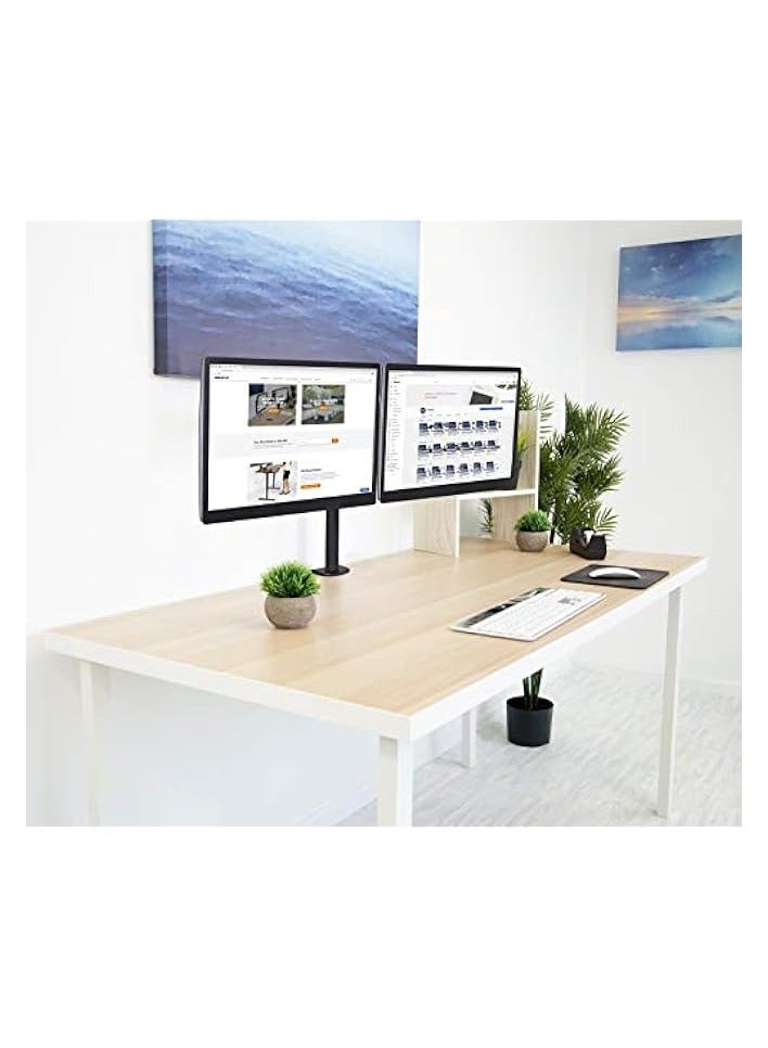PROMASS Dual Monitor Mount | Double Monitor Desk Stand | Interchangeable C-Clamp and Grommet Base | Two Heavy Duty Height Adjustable Arms Fit 2 Computer Screens 19 21.5 24 27 32 Inches | VESA 75 100 - Image 3