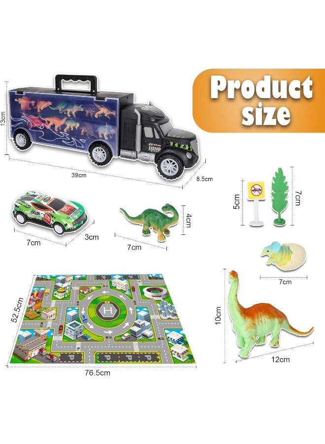 Vanplay Dinosaur Toys Transporter Truck Toy Include Mini Dinosaur Figures Cars with Play Mat Birthday Easter Gift for Kids Boys Girls 3 4 5 6 Years Old, 37PCS - Image 1