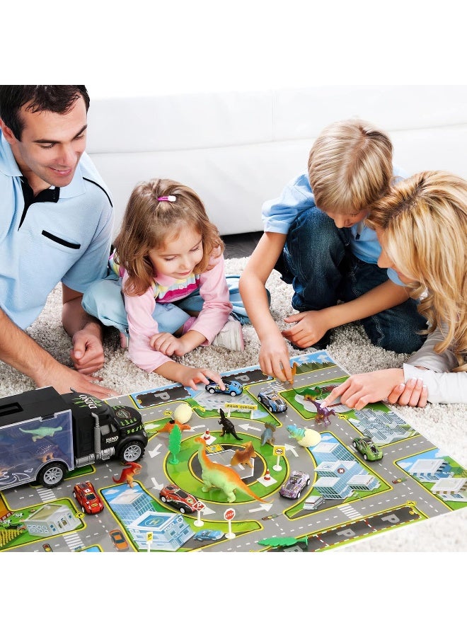 Vanplay Dinosaur Toys Transporter Truck Toy Include Mini Dinosaur Figures Cars with Play Mat Birthday Easter Gift for Kids Boys Girls 3 4 5 6 Years Old, 37PCS - Image 5