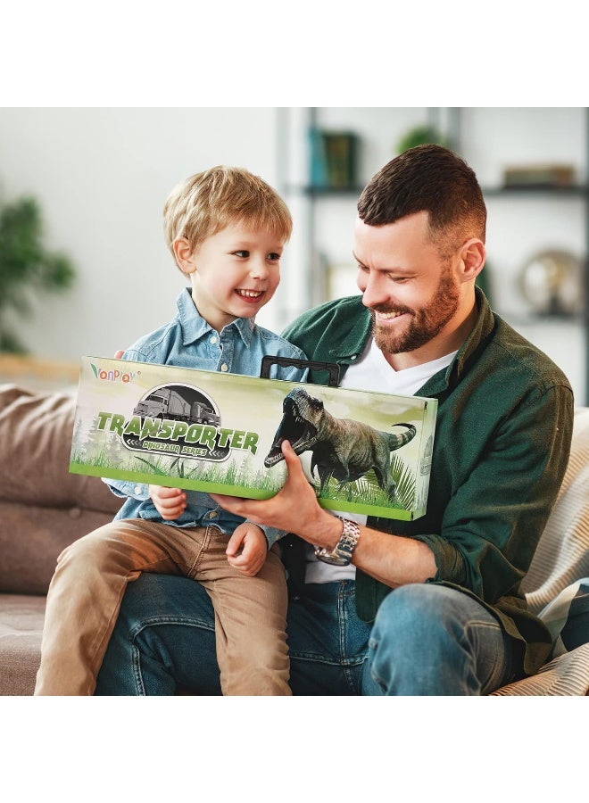 Vanplay Dinosaur Toys Transporter Truck Toy Include Mini Dinosaur Figures Cars with Play Mat Birthday Easter Gift for Kids Boys Girls 3 4 5 6 Years Old, 37PCS - Image 3