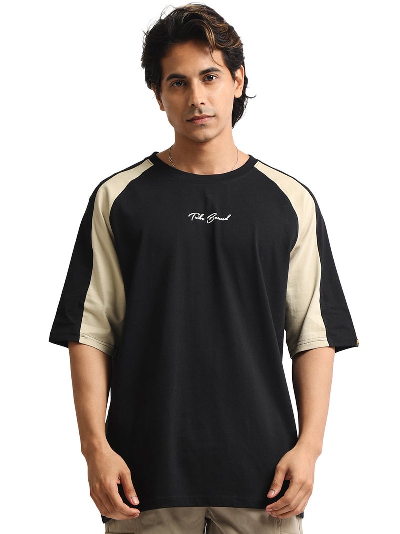 Maniac Mens Printed Round Neck Half Sleeve Brown Cotton Tshirt - Image 1