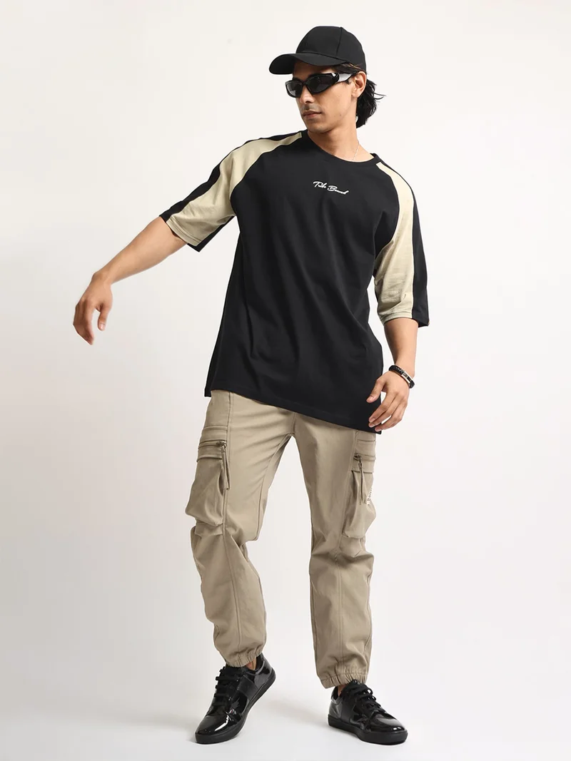 Maniac  Maniac Mens Printed Round Neck Half Sleeve Brown Cotton Tshirt for Men | Best Price UAE