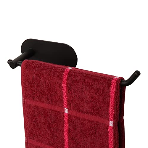 TocTen Hand Towel Holder, No Drilling Stick on Wall Towel Bar, SUS 304 Stainless Steel Towel Rod, Strong Self Adhesive Towel Rack/Hanger for Bathroom Kitchen (Matte Black) - Image 1