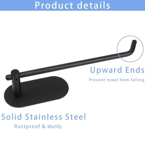 TocTen Hand Towel Holder, No Drilling Stick on Wall Towel Bar, SUS 304 Stainless Steel Towel Rod, Strong Self Adhesive Towel Rack/Hanger for Bathroom Kitchen (Matte Black) - Image 3