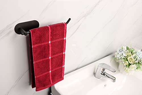 TocTen Hand Towel Holder, No Drilling Stick on Wall Towel Bar, SUS 304 Stainless Steel Towel Rod, Strong Self Adhesive Towel Rack/Hanger for Bathroom Kitchen (Matte Black) - Image 2