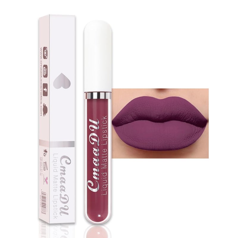 evpct CmaaDu 1Pcs Purple Liquid Matte Lipstick Lipgloss Set for Women, labiales mate 24 horas originales matte larga duracion 24 Hour Lipstick Lip Stains Long Lasting Waterproof 24, 11#