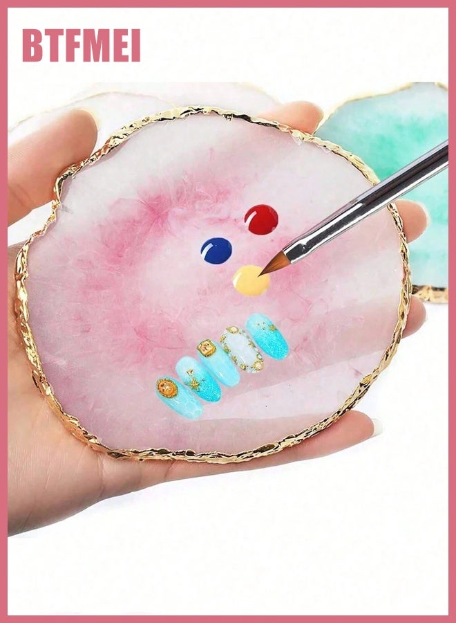 BTFMEI 20 Pcs Nail Art Brush Set with Resin Palette – Professional Nail Painting Kit with Dual End Silicone Pens, Dotting Tools & Acrylic Carving Brushes for Gel Nails, DIY Manicure for Salon & Home Use (Pink) - Image 4