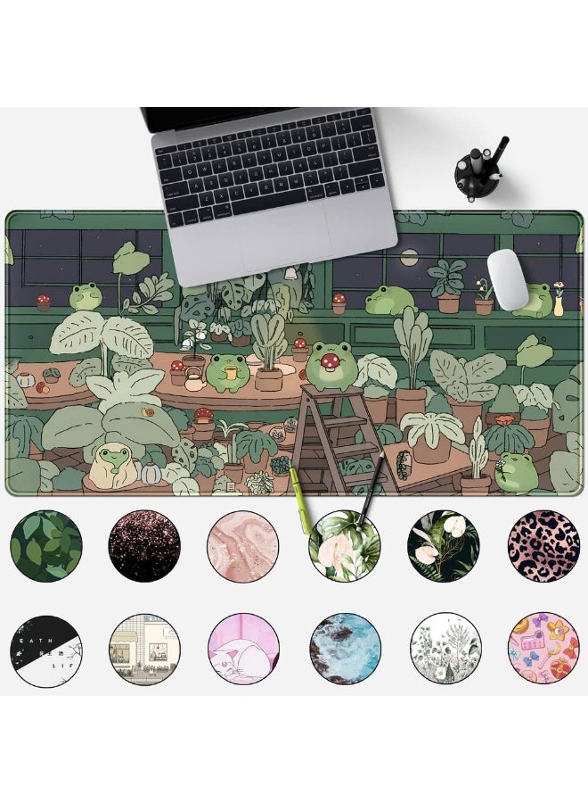 فوميمو سجادة مكتب بتصميم ضفدع لطيف،80 × 40 سم، سجادة ماوس كبيرة بحواف مخيطة مقاومة للانزلاق للألعاب والمكتب والمنزل (متعدد الألوان) - Image 4