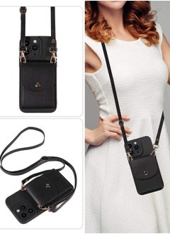 ShebSheb iPhone 15 Pro Case with Card Holder for Women, iPhone 15 Pro Cover Wallet with Strap Credit Card Slots Crossbody  - Image 2